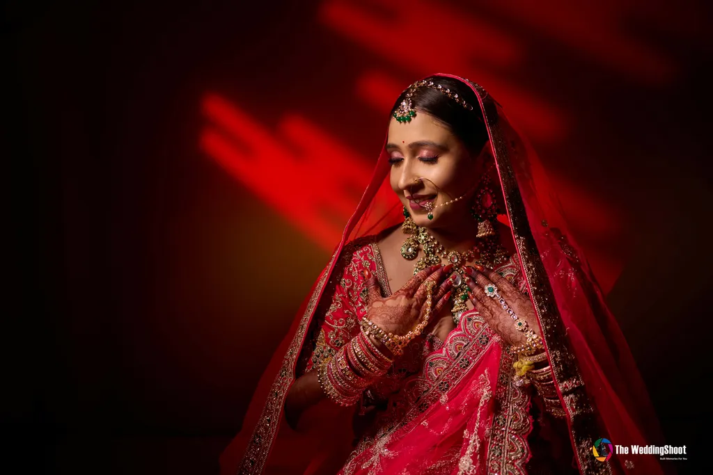 Elegant bridal portrait photography in Varanasi by The WeddingShoot